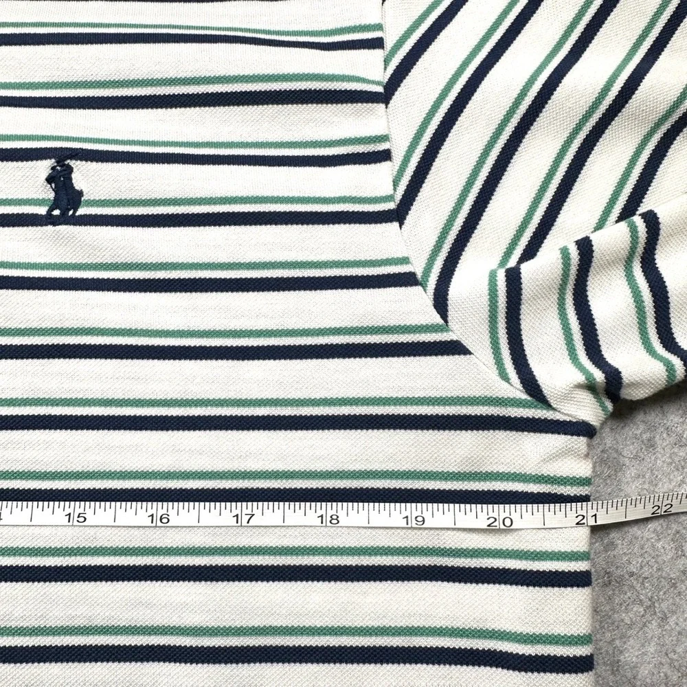 RALPH LAUREN POLO GOLF Ivory Striped SEA ISLAND Resort Men's Medium Short Sleeve